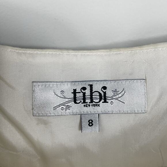 Tibi New York Strapless Mini Dress Women's Size 8 Ivory Silk Cotton Embroidered - Picture 3 of 14